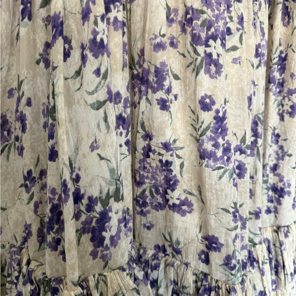 Polo Ralph Lauren Purple and Cream Floral A-Line Skirt - Picture 4 of 9